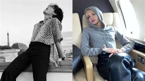Look Bts V Blackpinks Lisa Arrive In Paris For Fashion Week