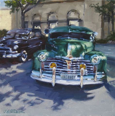 Karen Werner Fine Art Car Show An Oil Painting Of A Classic Car Sold