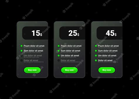 Tabla De Precios O Lista De Precios Con Botón Verde Para Sitios Web Y