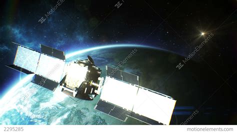 Beautiful View Of Satellite Orbiting The Earth Hd Stock Animation