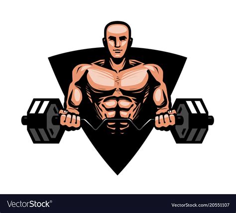 Gym Bodybuilding Fitness Logo Or Label Muscular Vector Image