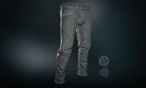 3d Model Gray Jeans Pants Vr Ar Low Poly Cgtrader