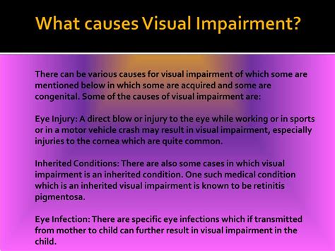 Ppt Visual Impairment Causes Symptoms Daignosis Prevention And