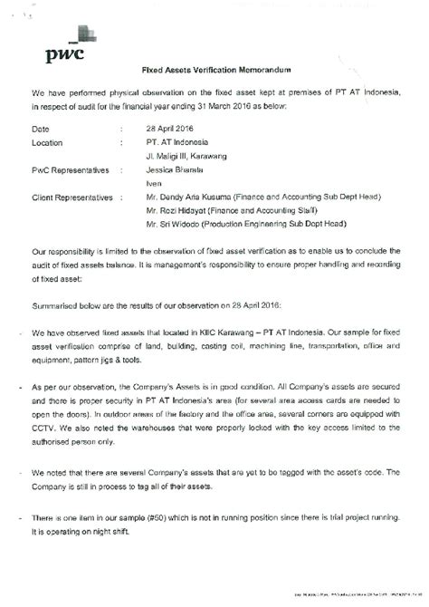 Pdf Fixed Assets Verification Memorandum Rozi Hidayat