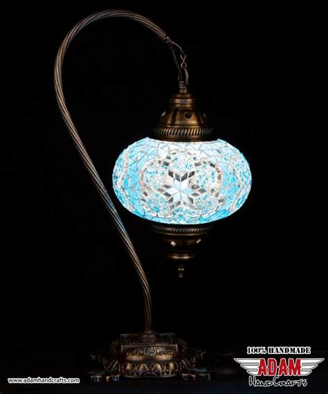 Swan Neck Mosaic Table Lamp Turquoise Model 1 Large Mosaic Lamps
