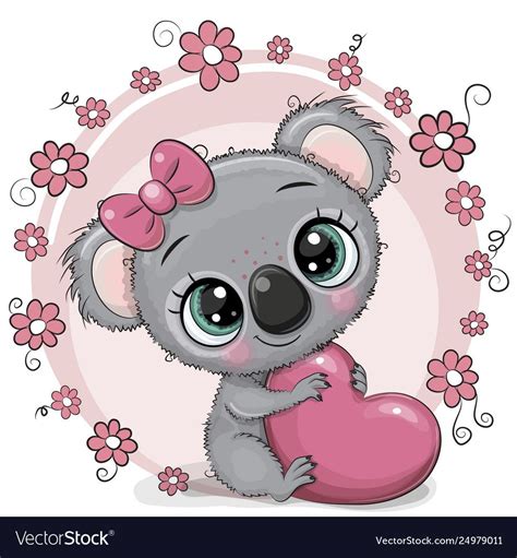 Cute Cartoon Koala With Heart Royalty Free Vector Image Belly Painting