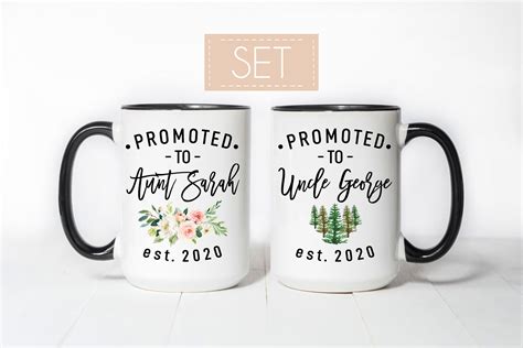 Promoted To Aunt And Uncle Mugs Mugs Set Personalized Aunt Etsy