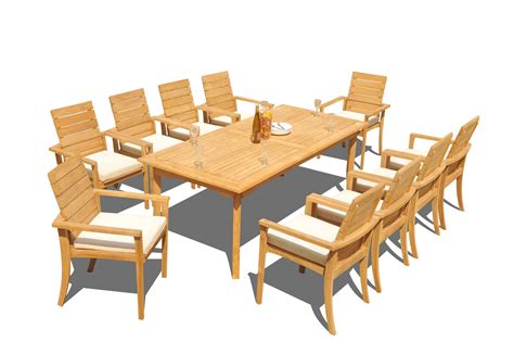 Grade A Teak Dining Set 10 Seater 11 Pc 83 Rectangle Table And 10