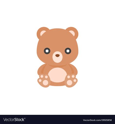 Cute Teddy Bear Icon Flat Design Royalty Free Vector Image