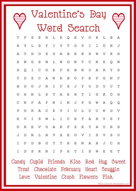 Printable Valentine Word Search