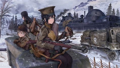 Wallpaper Neko Yanshoujie Anime Girls Battlefield 1 Tank Nature