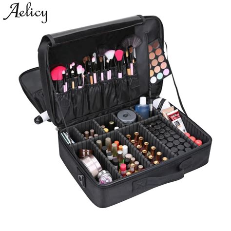 Aelicy 3 Layers Waterproof Makeup Bag Oxford New Women Travel Cosmetic