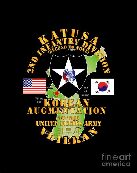 Army Katusa 2nd Id W Korea Map Green Digital Art By Tom Adkins