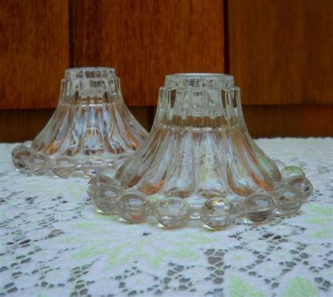 Boopie Clear Glass Candle Holders Candlewick Anchor Hocking 1950s