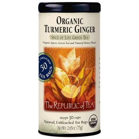 Organic Turmeric Ginger Green Tea Bags The Republic Of Tea