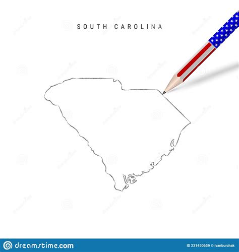 South Carolina Us State Vector Map Pencil Sketch South Carolina