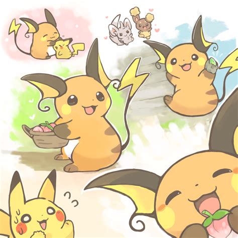 Pikachu Raichu Buneary And Minccino Pokemon Drawn By Konanbo