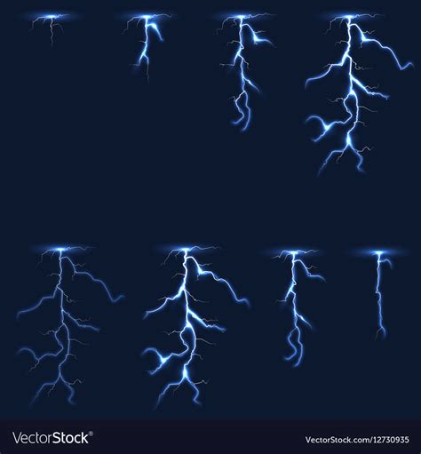 Lightning Thunderbolt Fx Animation Frames Sprite Vector Image