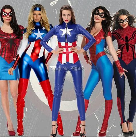 the avengers spider man capitão américa super heróis bodysuits cosplay halloween adulto feminino