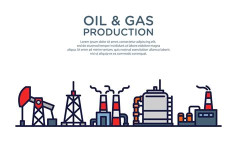 Flat Vector Illustration Of Oil And Gas Manufacturing Plant Suitable