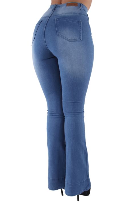 Womens Juniors Bell Bottom High Waist Bootcut Flared Jeans Bootleg Ebay