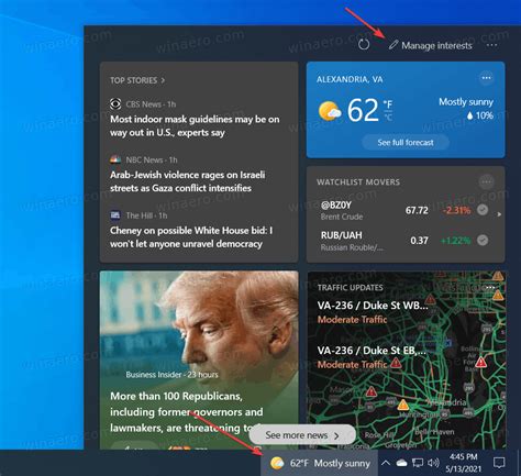 Add Or Remove Information Cards In News And Interests On Windows 10