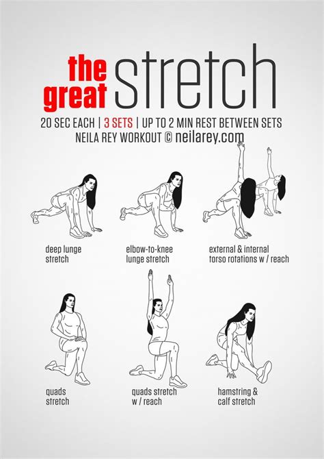 The Great Stretch Post Workout Stretches Neila Rey Workout Pre