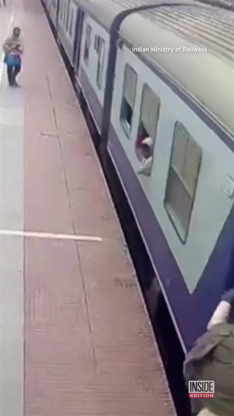 A Terrifying Moment Was Caught On Camera At A Railway Station In India As A Passenger Was