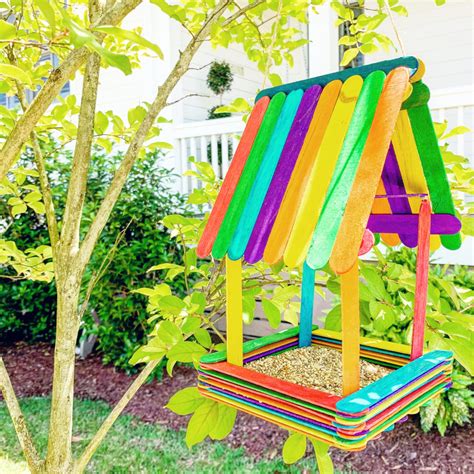 Rainbow Popsicle Stick Bird Feeder Craft Grace Giggles And Naptime