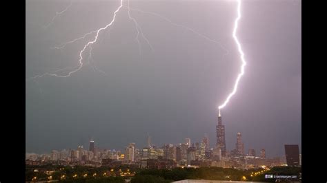 Lightning Repeatedly Strikes The Sears Willis Tower In Chicago June