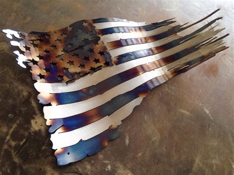 All Steel Torched American Flag Steel Art Marine Flag Steel