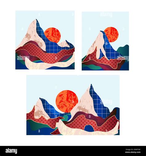 Mountain Landscape With Different Textures Vector Stock Vector Image