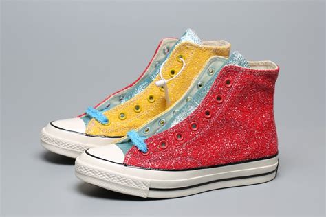Sparkly Red Glitter Converse All Stars High Top Casual Shoes