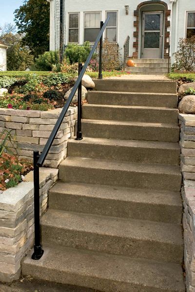 If you have pavers or bricks on the ground under your steps, take these up so you can dig the holes for the upright posts. How to Install an Outdoor Aluminum Handrail - Handyman ...