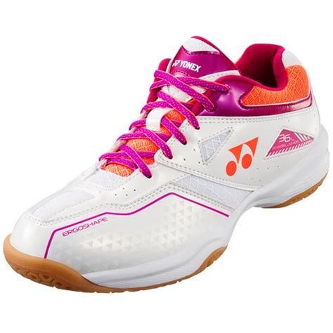 Yonex Power Cushion 36 Womens Badminton Shoes White Coral Womens