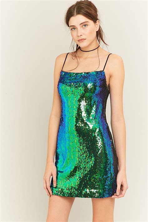Sparkle And Fade Green Sequin Mini Dress Urban Outfitters Uk