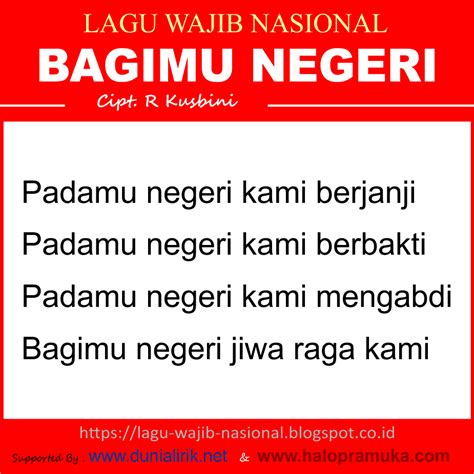 PADAMU NEGERI /Bagimu Negeri-Wajib Nasional (Liik Lagu dan Download Mp3)