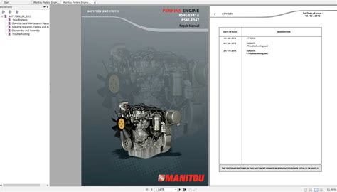 Manitou Perkins Engine 854e E34ta 854f E34t Repair Manual 647173en