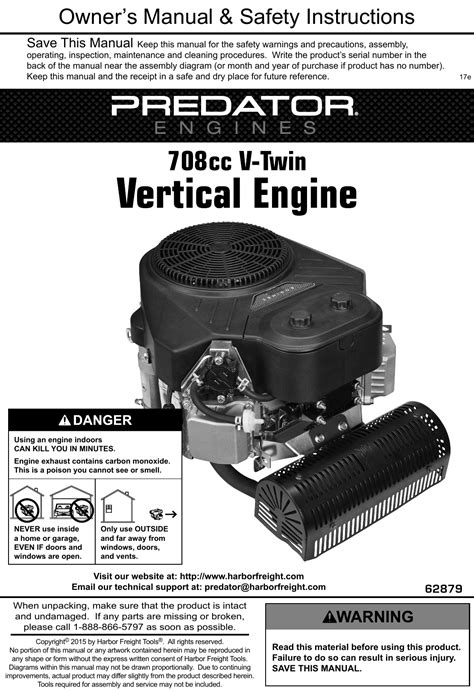 Manual For The 62879 22 Hp 708cc V Twin Vertical Shaft Gas Engine Epa
