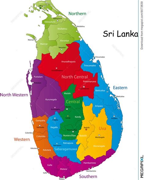Sri Lanka Outline Map Stock Vector Illustration Of Ou
