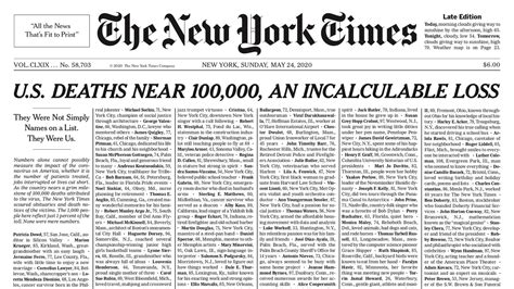 One Hundred Thousand Lives The New York Times