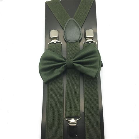 army green bow tie and suspender set tuxedo wedding suit formal men s accessories ebay