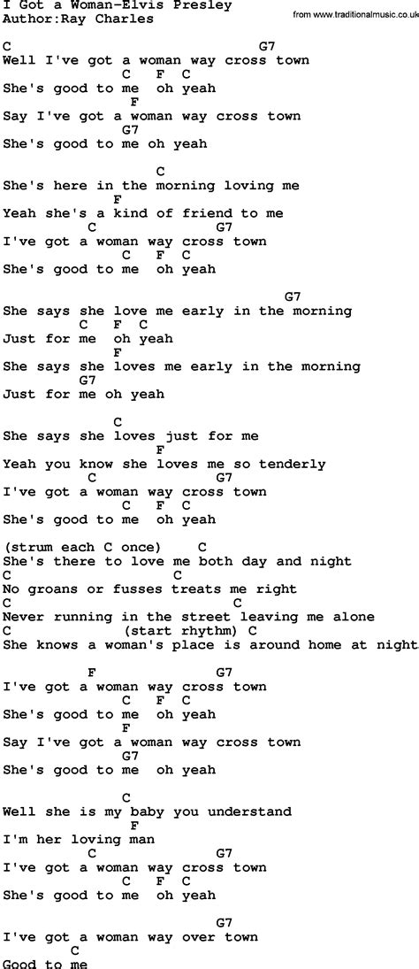 Country Musici Got A Woman Elvis Presley Lyrics And Chords