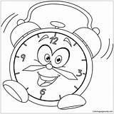 Clock Alarm Cartoon Coloring Printable sketch template
