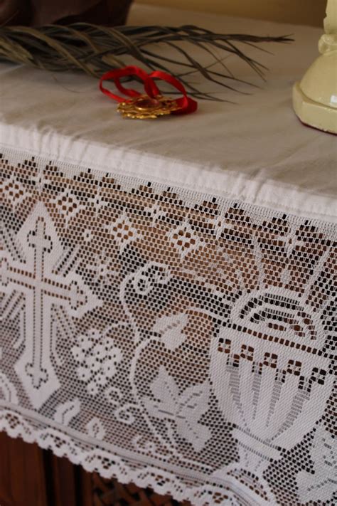 Home Altar Cloth Catholic White Liturgical Lace Sacred Heart Etsy