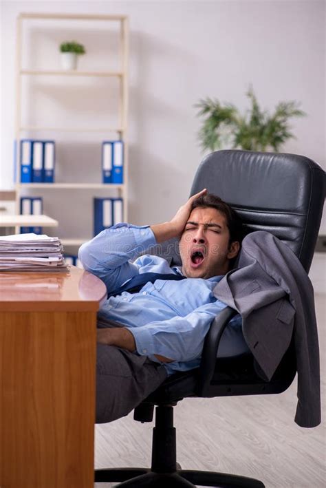 Young Male Employee Sleeping In The Office Stock Image Image Of Long