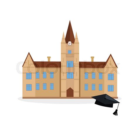 School And University Or College Building Icon Education Student Flat