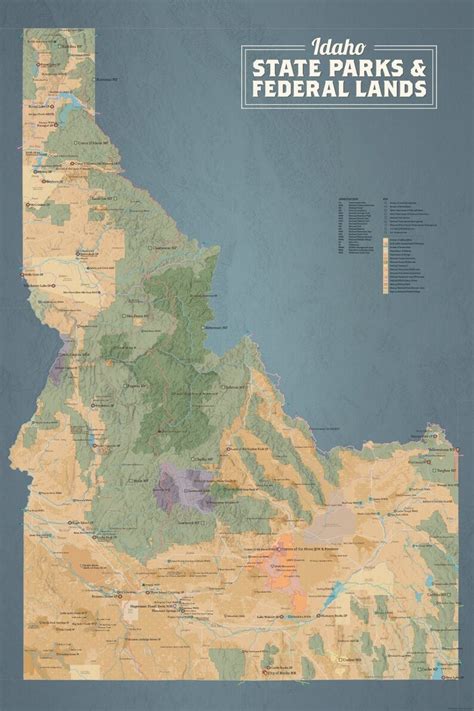 Idaho State Parks And Federal Lands Map 24x36 Poster Etsy