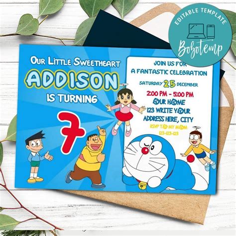 Doraemon Invitation Template To Print At Home Bobotemp