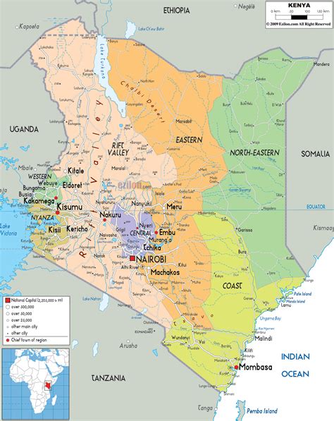 Detailed Political Map Of Kenya Ezilon Maps